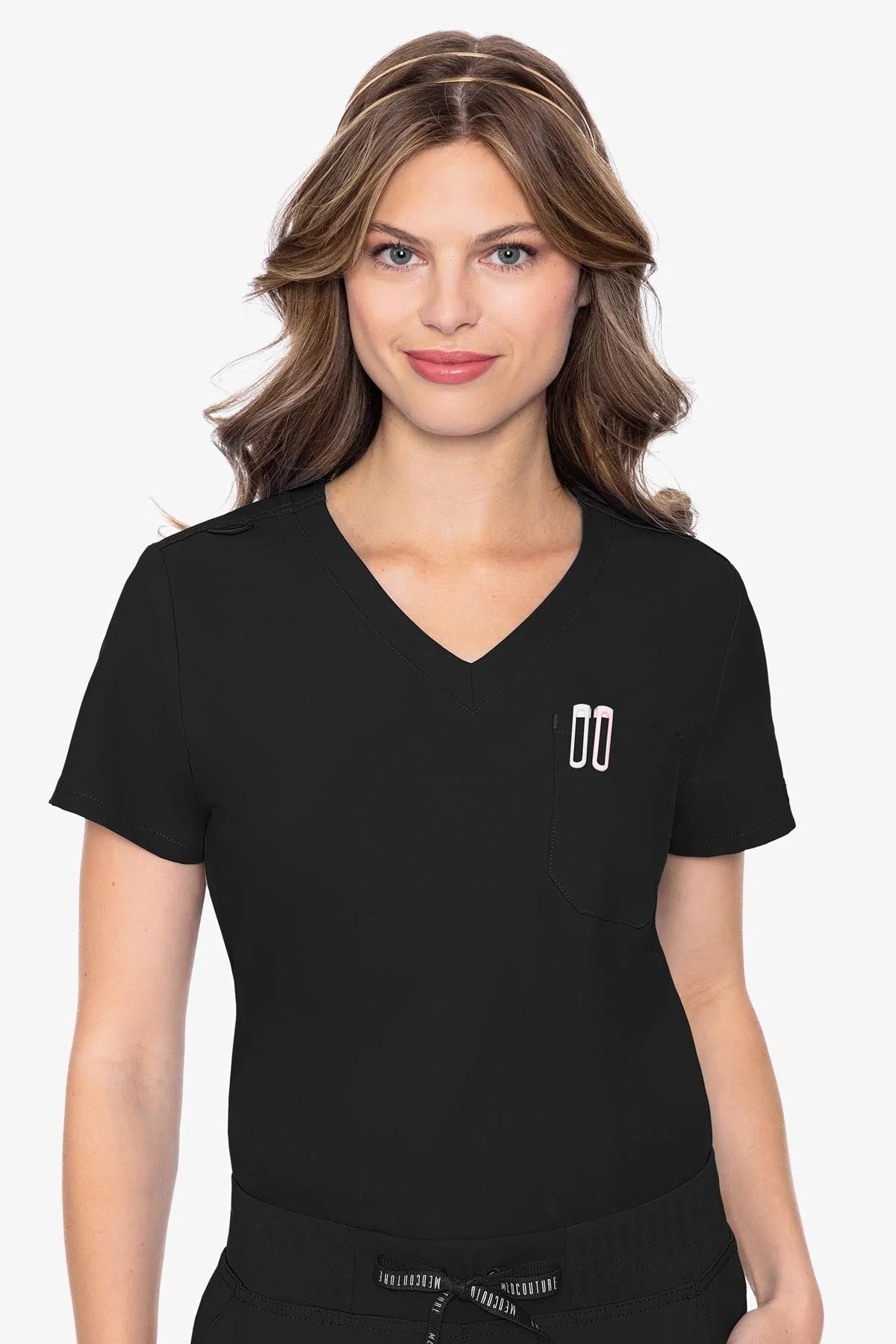 Med Couture 2432 Insight One Pocket Top - Black - ScrubHeaven