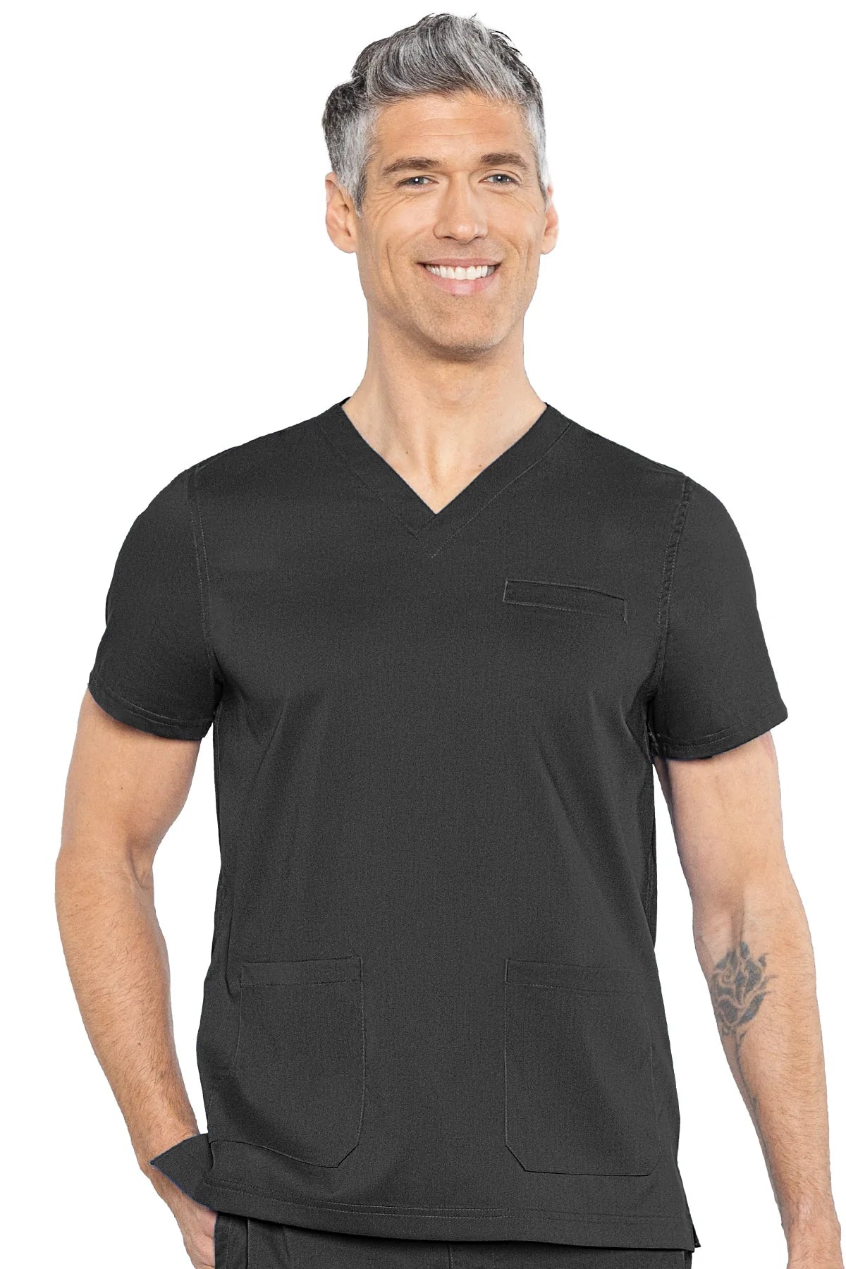 Med Couture 7477 Rothwear Westcott Three Pocket Top - Black - ScrubHeaven