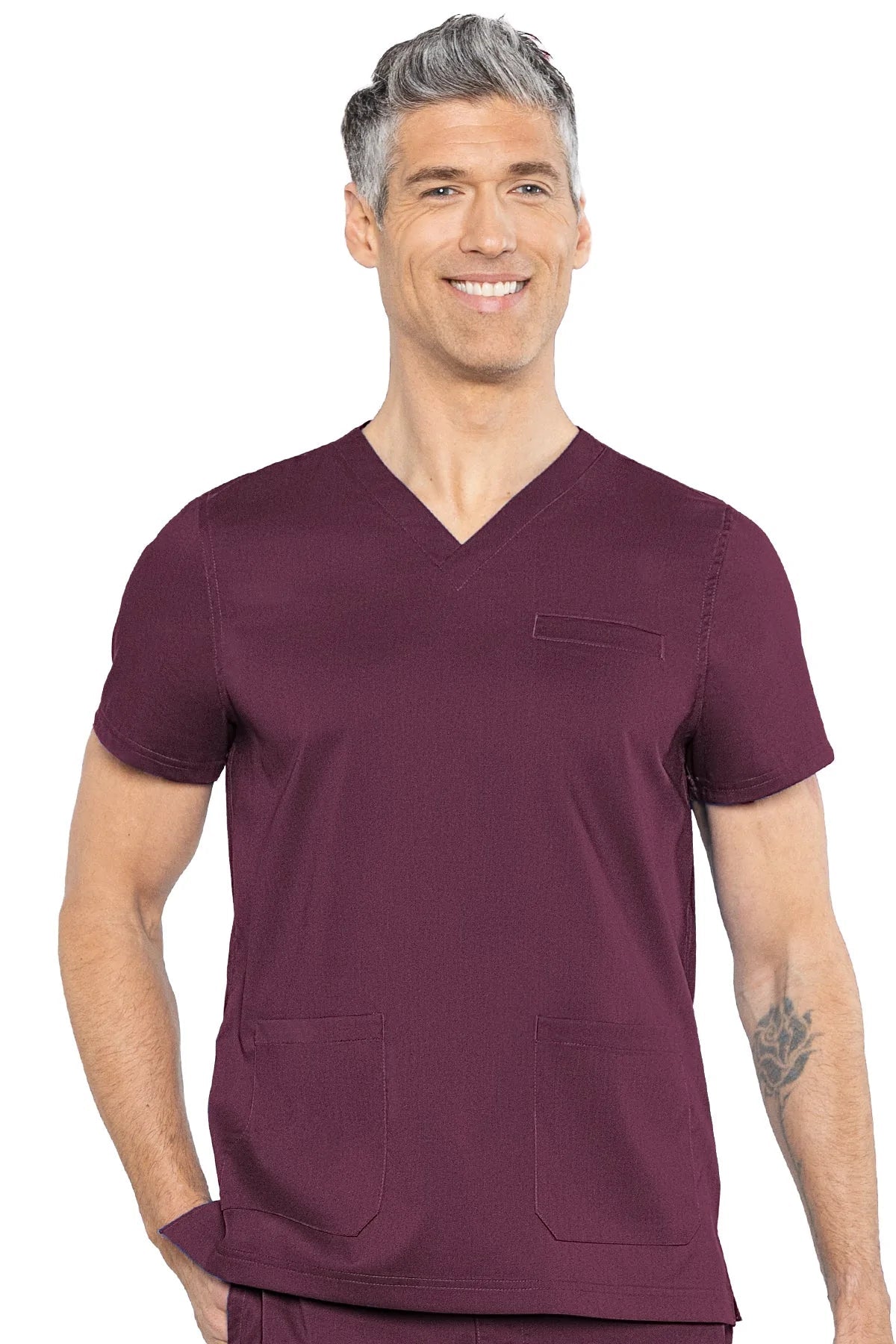 Med Couture 7477 Rothwear Westcott Three Pocket Top - Wine - ScrubHeaven