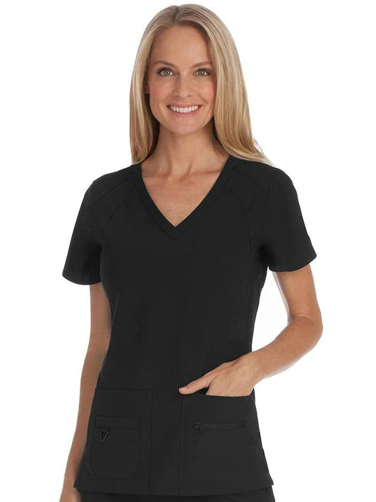 Med Couture 8416 ACTIVATE V-NECKLINE RACERBACK TOP - BLACK - ScrubHeaven