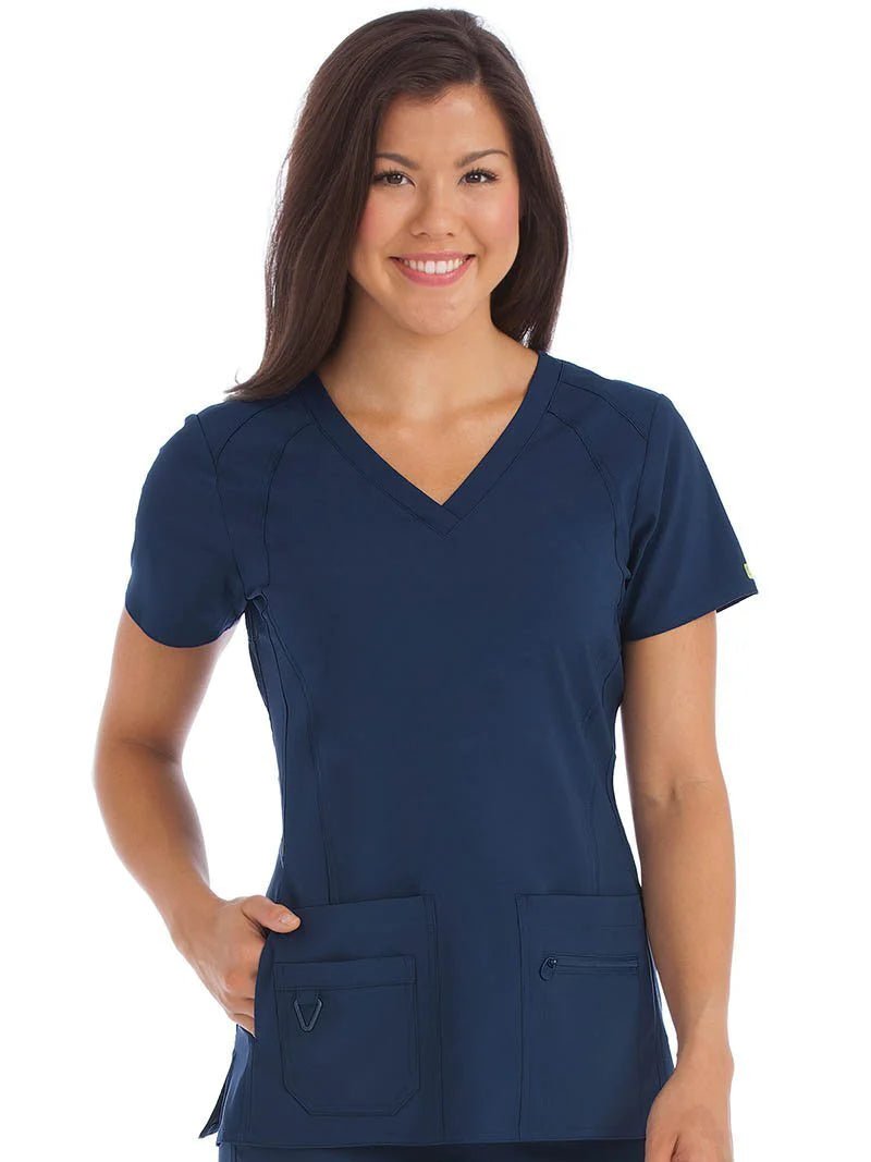 Med Couture 8416 ACTIVATE V-NECKLINE RACERBACK TOP - NAVY - ScrubHeaven