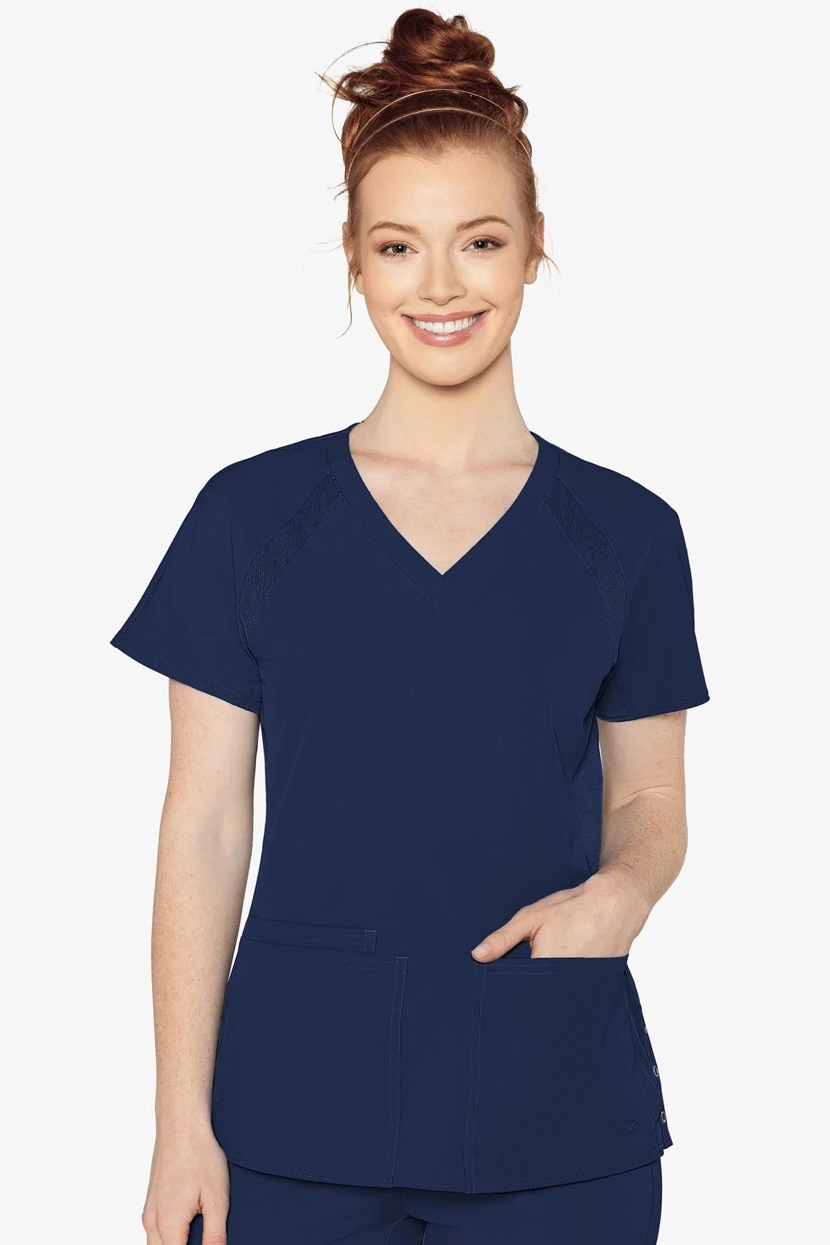 Med Couture 8470 Peaches Raglan Scrub Top - Navy - ScrubHeaven