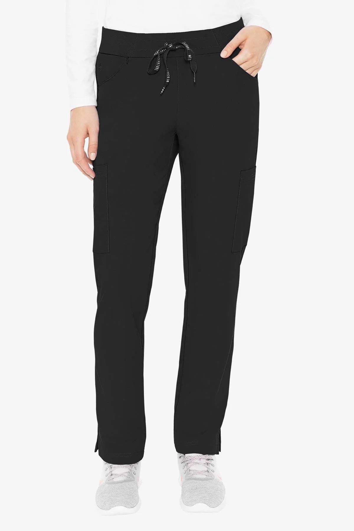 Med Couture 8733 Peaches Yoga Waist Pant - Black - ScrubHeaven